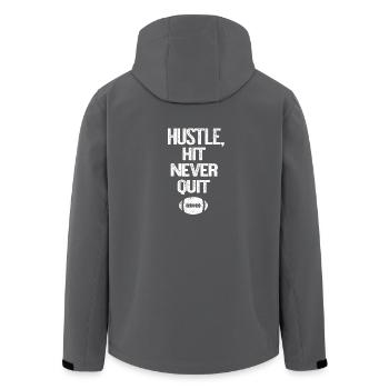 Hustle hit never quit American Football Geschenk - Recycelte Männer Softshell-Jacke von Stanley/Stella - Anthrazit - Hinten - AI Model Male 185 light (185cm)