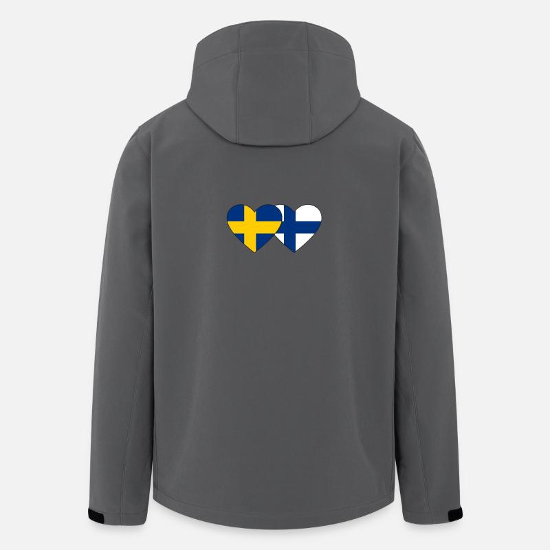 Suède Finlande Drapeau Coeur - Veste softshell homme en polyester recyclé Stanley/Stella - charbon