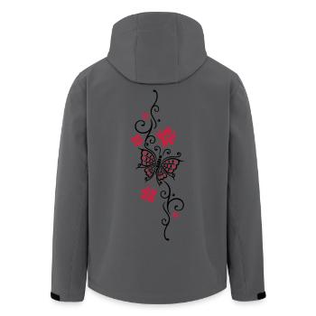 Floral Ranke Schmetterling Sommer Blüten Blumen - Recycelte Männer Softshell-Jacke von Stanley/Stella - Anthrazit - Hinten - AI Model Male 185 light (185cm)
