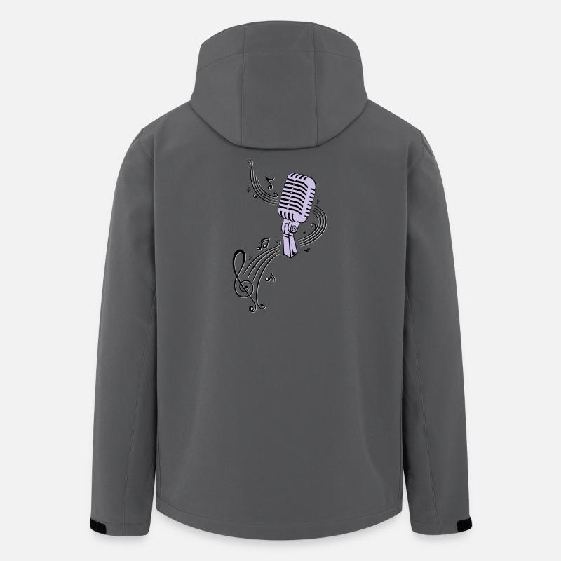 Musique, clef avec microphone rétro - Veste softshell homme en polyester recyclé Stanley/Stella - charbon