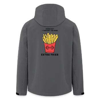 Übung? Ich dachte, du hättest extra Pommes gesagt Lustig - Recycelte Männer Softshell-Jacke von Stanley/Stella - Anthrazit - Hinten - AI Model Male 185 light (185cm)