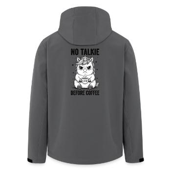 No conversation in front of coffee lover unicorn - Men’s Recycled Softshell Jacket by Stanley/Stella - anthracite - Back - AI Model Male 185 light (185cm)