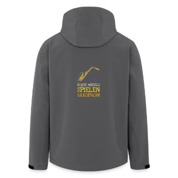 Saxophonistin Saxophon Spielerin - Recycelte Männer Softshell-Jacke von Stanley/Stella - Anthrazit - Hinten - AI Model Male 185 light (185cm)