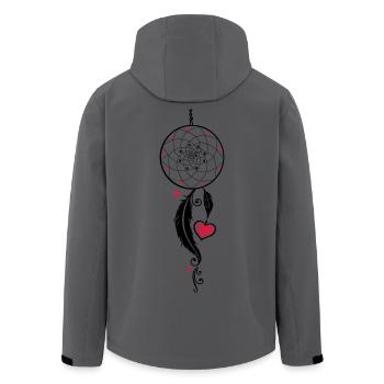 Dreamcatcher with heart and feathers, girlie style - Men’s Recycled Softshell Jacket by Stanley/Stella - anthracite - Back - AI Model Male 185 light (185cm)