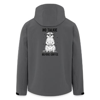 No conversation in front of coffee lover meerkat - Men’s Recycled Softshell Jacket by Stanley/Stella - anthracite - Back - AI Model Male 185 light (185cm)