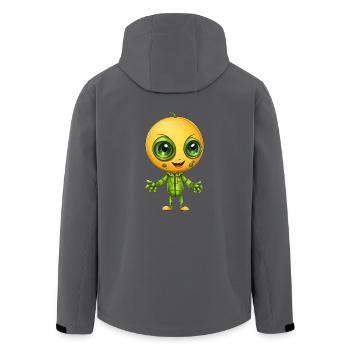Alien trifft Pfirsich: Fruchtige Begegnung - Recycelte Männer Softshell-Jacke von Stanley/Stella - Anthrazit - Hinten - AI Model Male 185 light (185cm)