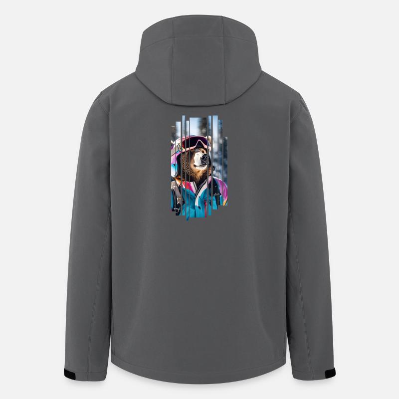 Bären im Wintersport: Bunte Ski-Jacke - Recycelte Männer Softshell-Jacke von Stanley/Stella - Anthrazit