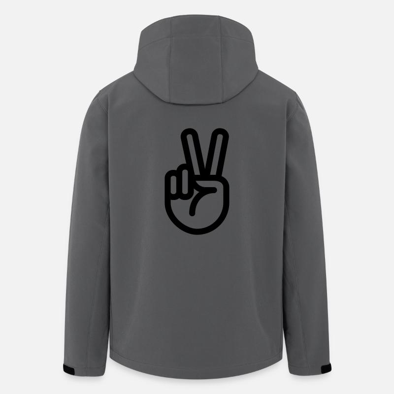 Finger - hånd tegn fred - Stanley/Stella herre softshelljakke i genanvendt polyester - charcoal