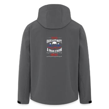 never underestimate man RUSSIA - Recycelte Männer Softshell-Jacke von Stanley/Stella - Anthrazit - Hinten - AI Model Male 185 light (185cm)