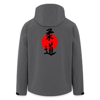 Judo kanji black with red Japanese sun - Men’s Recycled Softshell Jacket by Stanley/Stella - anthracite - Back - AI Model Male 185 light (185cm)