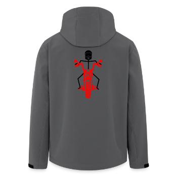 Schwarze Strichmännchen mit rotem Motor - Recycelte Männer Softshell-Jacke von Stanley/Stella - Anthrazit - Hinten - AI Model Male 185 light (185cm)