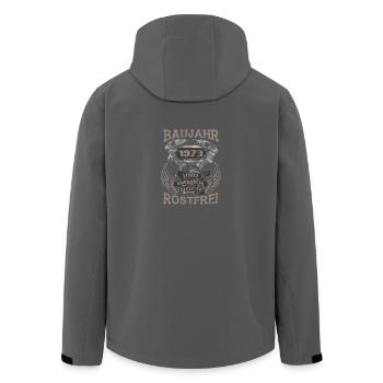Baujahr und immer noch Rostfrei 1973 - Recycelte Männer Softshell-Jacke von Stanley/Stella - Anthrazit - Hinten - AI Model Male 185 light (185cm)