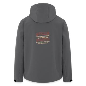 Kaffee Sprüche > Kaffee trinken + Schokolade - Recycelte Männer Softshell-Jacke von Stanley/Stella - Anthrazit - Hinten - AI Model Male 185 light (185cm)