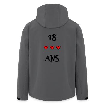 18 ANS. 18e ANNIVERSAIRE. ANNIVERSAIRE 18 ANS - Veste softshell homme en polyester recyclé Stanley/Stella - charbon - Dos - AI Model Male 185 light (185cm)