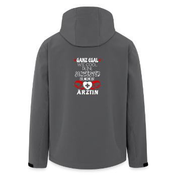 Kinder T-Shirt - Meine Schwester ist Ärztin - Recycelte Männer Softshell-Jacke von Stanley/Stella - Anthrazit - Hinten - AI Model Male 185 light (185cm)