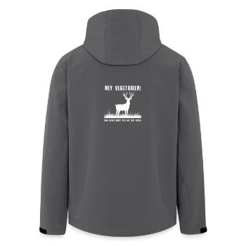 Hey Vegetarier Jäger Jägerin Shirt - Recycelte Männer Softshell-Jacke von Stanley/Stella - Anthrazit - Hinten - AI Model Male 185 light (185cm)