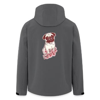 Mops mit Blüten - Recycelte Männer Softshell-Jacke von Stanley/Stella - Anthrazit - Hinten - AI Model Male 185 light (185cm)