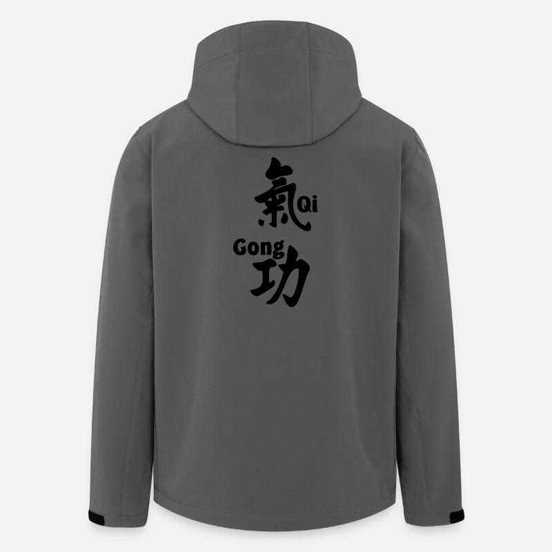 QI gong script avec texte vertical - Veste softshell homme en polyester recyclé Stanley/Stella - charbon