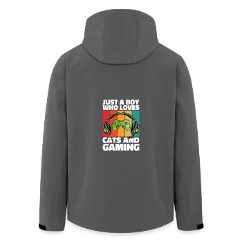 Gamer und Katzen: Videospiele und katzenartige Komplizenschaft - Recycelte Männer Softshell-Jacke von Stanley/Stella - Anthrazit - Hinten - AI Model Male 185 light (185cm)