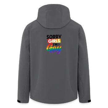 Sorry Girls - I´m gay - Schwul - Regenbogenfahne - Recycelte Männer Softshell-Jacke von Stanley/Stella - Anthrazit - Hinten - AI Model Male 185 light (185cm)