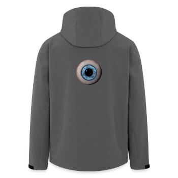 Gros plan des yeux Iris bleu - Veste softshell homme en polyester recyclé Stanley/Stella - charbon - Dos - AI Model Male 185 light (185cm)