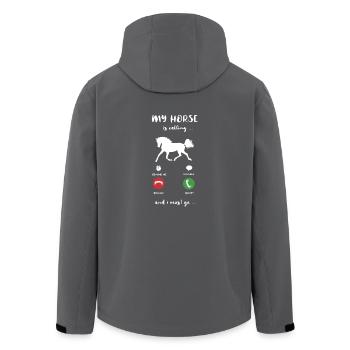 My Horse Is Calling Mein Pferd Ruft An Reiten - Recycelte Männer Softshell-Jacke von Stanley/Stella - Anthrazit - Hinten - AI Model Male 185 light (185cm)