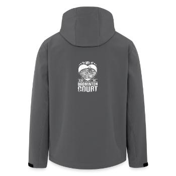 Mon cœur est sur le terrain de badminton - Veste softshell homme en polyester recyclé Stanley/Stella - charbon - Dos - AI Model Male 185 light (185cm)