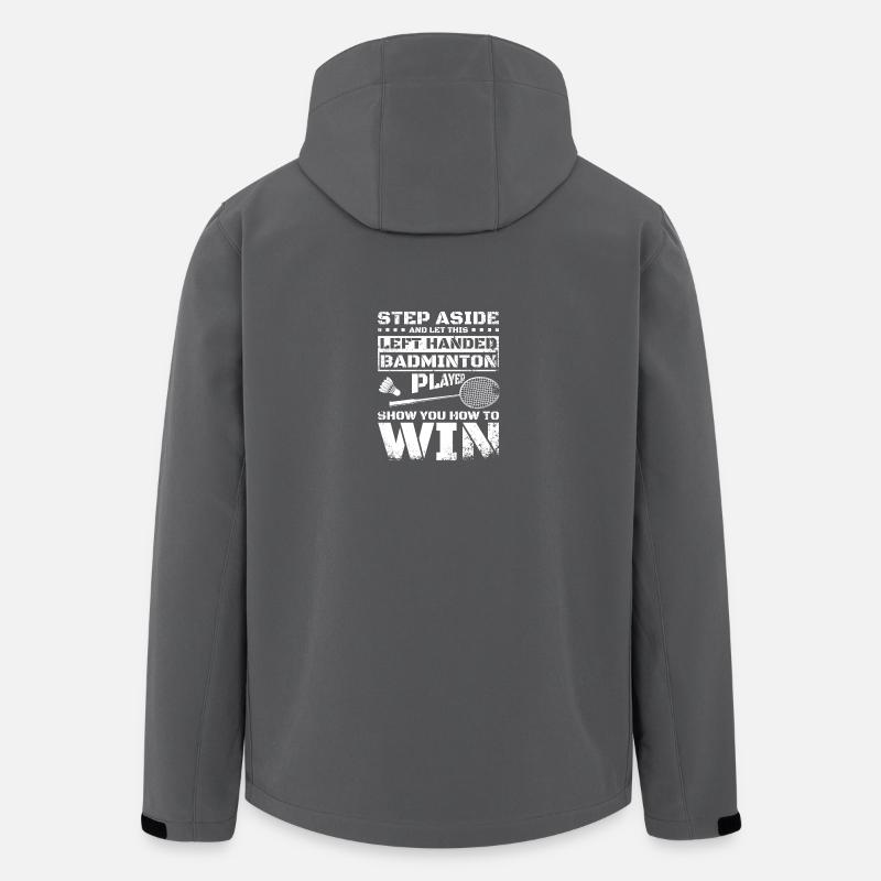 Funny left handed badminton player - Recycelte Männer Softshell-Jacke von Stanley/Stella - Anthrazit