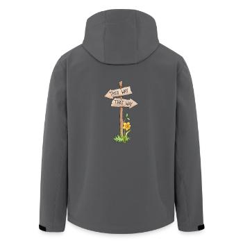 sign schild wegweiser way street - Recycelte Männer Softshell-Jacke von Stanley/Stella - Anthrazit - Hinten - AI Model Male 185 light (185cm)