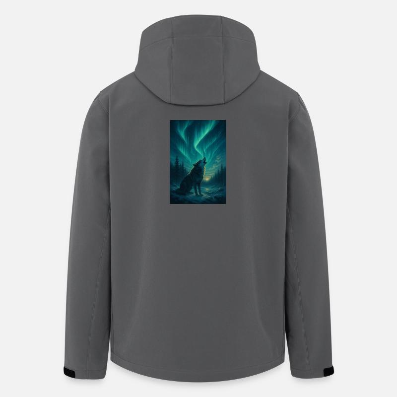 Wolf unter Polarlichtern - Recycelte Männer Softshell-Jacke von Stanley/Stella - Anthrazit