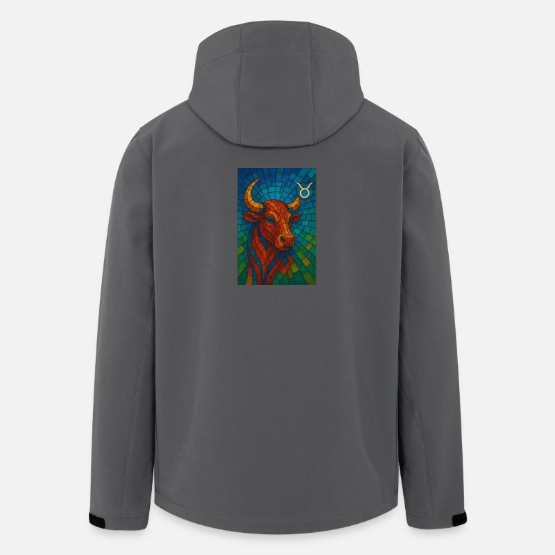 Taurus Stier – Buntes Glasmosaik Sternzeichen - Recycelte Männer Softshell-Jacke von Stanley/Stella - Anthrazit
