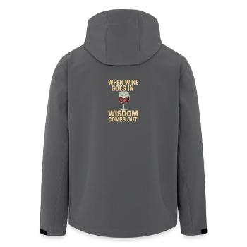 When Wine Goes In, Wisdom Comes Out – Funny Wine Q - Men’s Recycled Softshell Jacket by Stanley/Stella - anthracite - Back - AI Model Male 185 light (185cm)