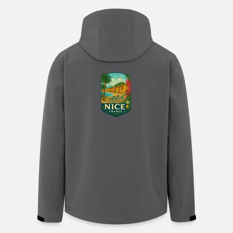 Nice - Scène côtière ensoleillée - Veste softshell homme en polyester recyclé Stanley/Stella - charbon