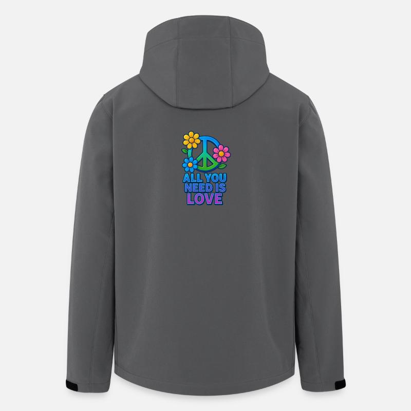 Friedliche Liebe Blumen Friedenszeichen Design - Recycelte Männer Softshell-Jacke von Stanley/Stella - Anthrazit