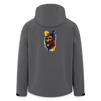 Colorful Skull with Knife and Leaves - Men’s Recycled Softshell Jacket by Stanley/Stella - anthracite - Back - AI Model Male 185 light (185cm)