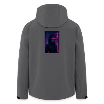 Pilote de néon cyberpunk - Veste softshell homme en polyester recyclé Stanley/Stella - charbon - Dos - AI Model Male 185 light (185cm)