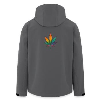 Regenbogen Cannabisblatt Design - Recycelte Männer Softshell-Jacke von Stanley/Stella - Anthrazit - Hinten - AI Model Male 185 light (185cm)
