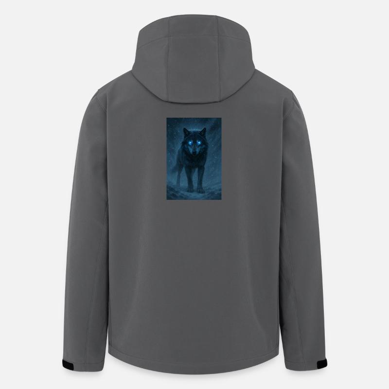 Blauäugiger Wolf in einem Schneesturm - Recycelte Männer Softshell-Jacke von Stanley/Stella - Anthrazit