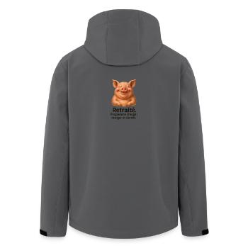 Retraité gourmand Porc heureux - Veste softshell homme en polyester recyclé Stanley/Stella - charbon - Dos - AI Model Male 185 light (185cm)