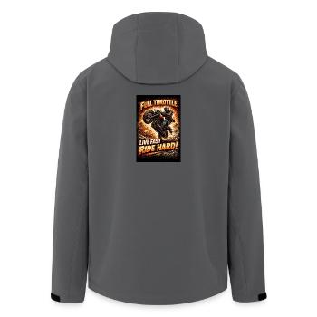 Vollgas: Motorradbrand - Recycelte Männer Softshell-Jacke von Stanley/Stella - Anthrazit - Hinten - AI Model Male 185 light (185cm)