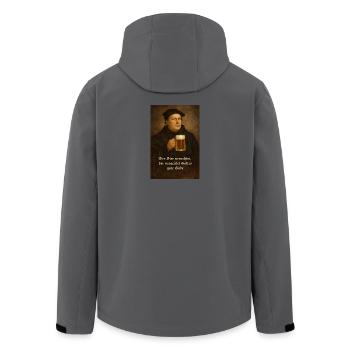 Martin Luther + Beer + Saying - Men’s Recycled Softshell Jacket by Stanley/Stella - anthracite - Back - AI Model Male 185 light (185cm)