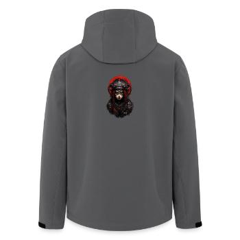Guerrier dans le casque gothique cyberpunk - Veste softshell homme en polyester recyclé Stanley/Stella - charbon - Dos - AI Model Male 185 light (185cm)