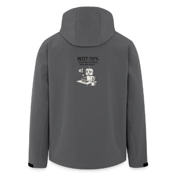 ENGAGEMENT: 110% – Roboter bei der Arbeit mit trockenem Humor - Recycelte Männer Softshell-Jacke von Stanley/Stella - Anthrazit - Hinten - AI Model Male 185 light (185cm)