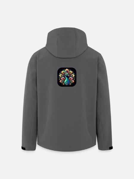 Pfau Bunt Vogel Tier - Recycelte Männer Softshell-Jacke von Stanley/Stella - Anthrazit