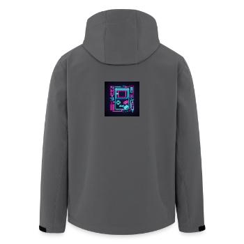 Neon Retro Spielkonsole Outline - Recycelte Männer Softshell-Jacke von Stanley/Stella - Anthrazit - Hinten - AI Model Male 185 light (185cm)