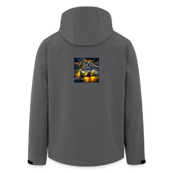 Racing car in the evening light Cornering - Men’s Recycled Softshell Jacket by Stanley/Stella - anthracite - Back - AI Model Male 185 light (185cm)