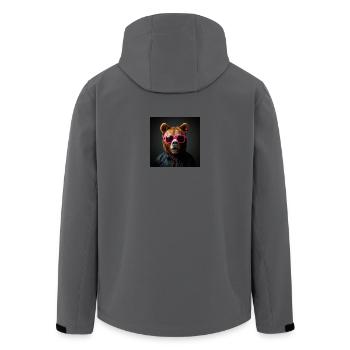 Ours brun rock n roll - Veste softshell homme en polyester recyclé Stanley/Stella - charbon - Dos - AI Model Male 185 light (185cm)