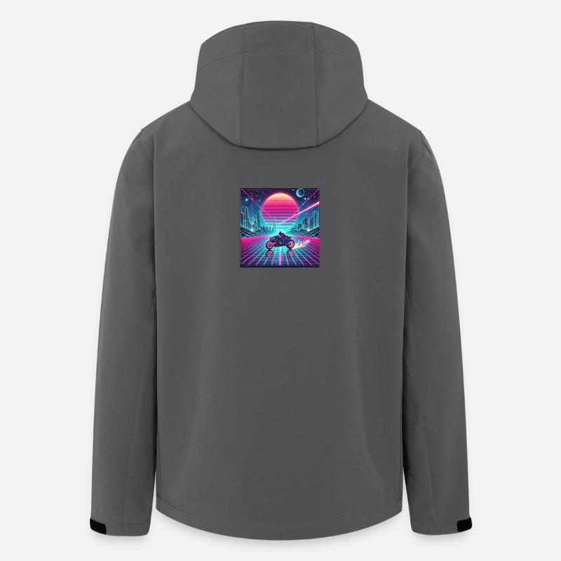 Neon Grid Odyssey – Synthwave trifft Tron Legacy - Recycelte Männer Softshell-Jacke von Stanley/Stella - Anthrazit