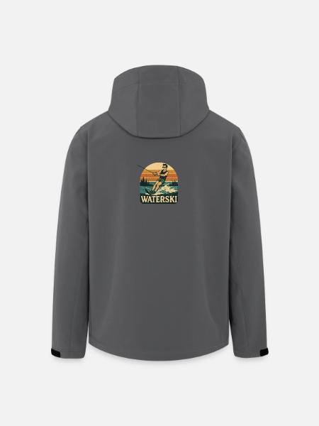 Wasserski Abenteuer Illustration - Recycelte Männer Softshell-Jacke von Stanley/Stella - Anthrazit