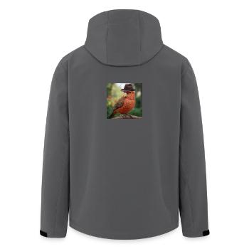 Rusty Rotkehlchen mit Naturmotiv - Recycelte Männer Softshell-Jacke von Stanley/Stella - Anthrazit - Hinten - AI Model Male 185 light (185cm)